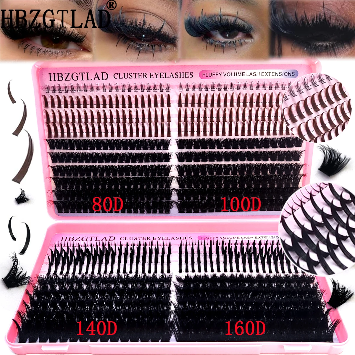 80D-160D Eyelash Book Style Bottom+Spike Cluster Eyelash