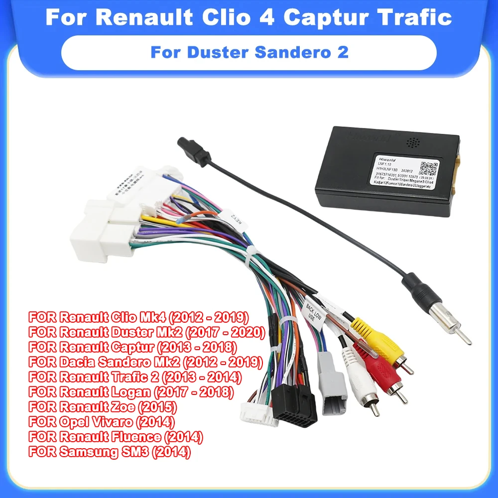 16 Pin Plug Connector Car Android Cable Adapter for Renault Clio 4 Captur Trafic Duster Sandero 2 Wiring Harness CAN BUS Decoder