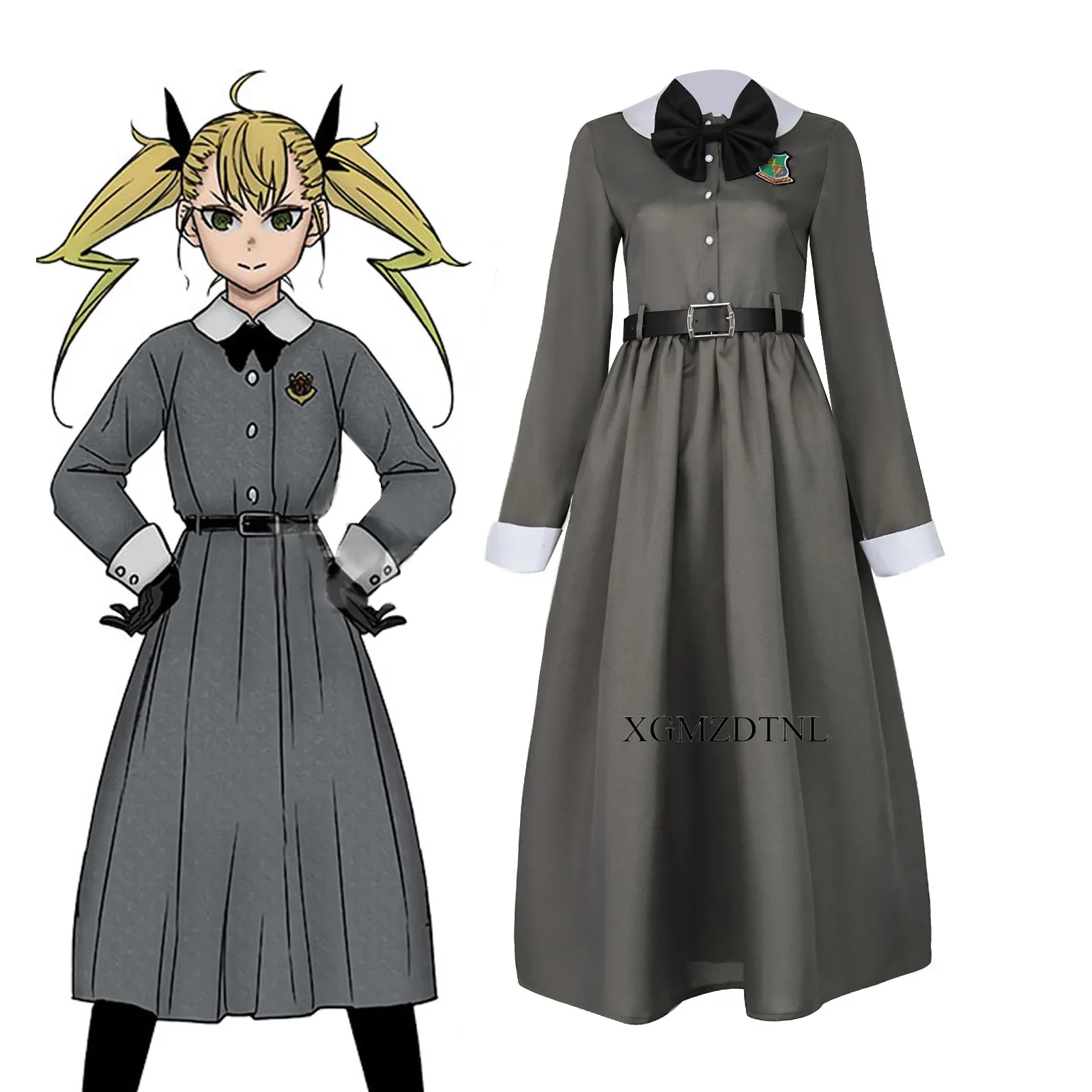 Kikoru Shinomiya Cosplay Costume Wig Anime Kaiju No. 8 Girls Women Grey Uniform Long Dress Halloween Role Play Party Suit 2024