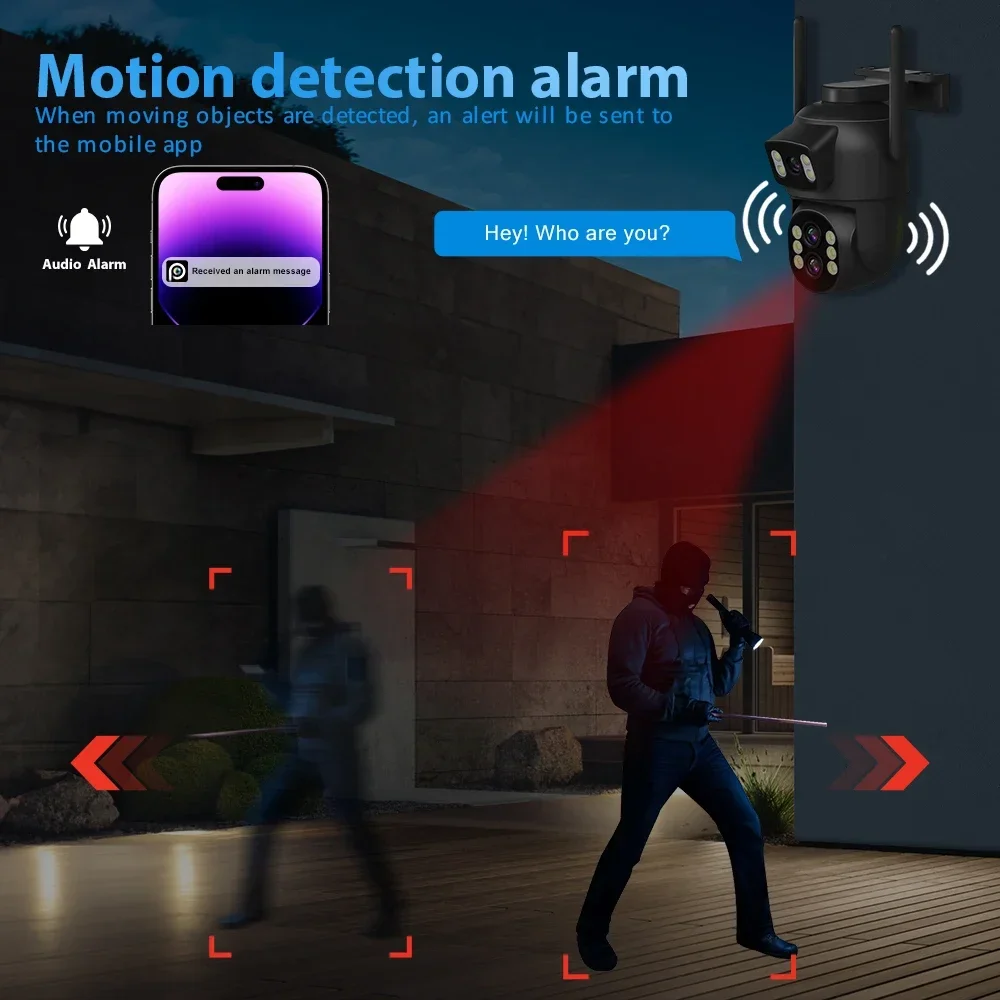 Imagem -04 - Câmera Wifi de Visão Noturna ao ar Livre Cctv Tela Dupla ai Automaticamente Proteção de Segurança Monitoramento 6mp 12mp Zoom 10x