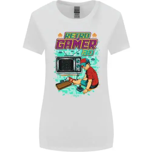 Retro Gamer Arcade Games Gaming Womens Wider Cut T-Shirt