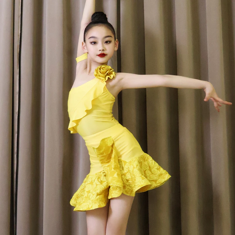 

customized Latin dance dress girls' high-end sense training set dancewear professional performance suit salsa dance dress