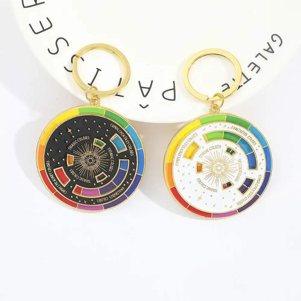 

Rotatable Spinning Color Compass Keychain Metal Color Wheel New Color Wheel Keyring Creative Palette Palette Art Keychain