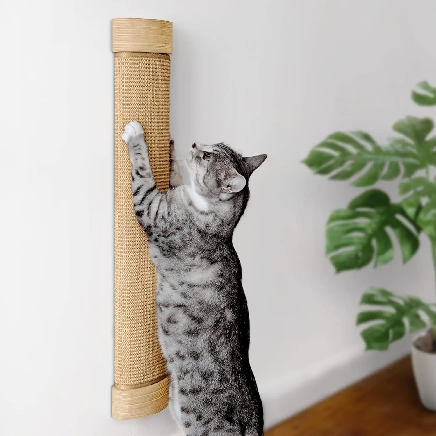 

Large Cat Scratcher Wall Mounted - Refillable Sisal Scratch Pad - Cute Scratching Post for Indoor Cats and Kitten - Tall