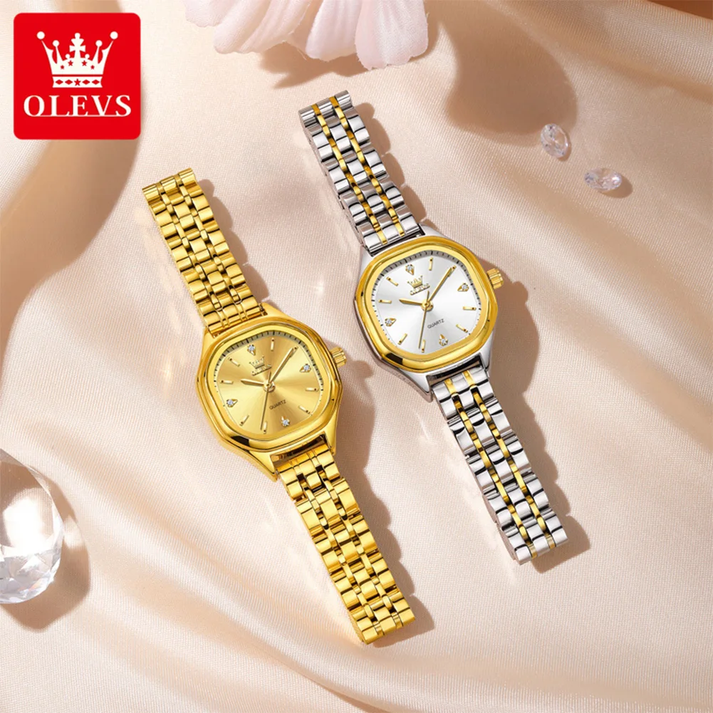 

OLEVS Original Quartz Wrist Watches for Women Luxury Elegant Fashion Square Dial Solid Steel Strap Women's Waterproof Watch 5888