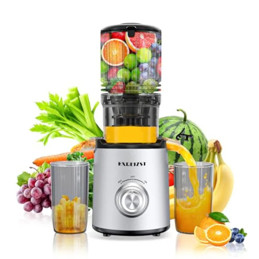 

Cold Press Juicer with 5.3'' Large Feed Chute for Whole Fruits and Vegetables 300W Masticating Juicer Machine High Juice Yield