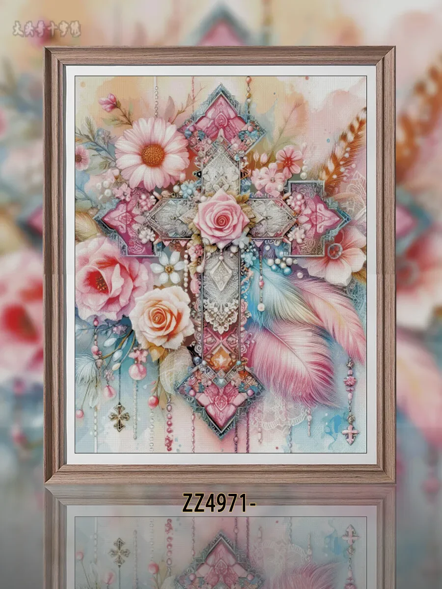 [ZZ4971-Prayer of Love] Stamped Cross Stitch Kit 14CT 16CT Pre Printed Canvas Cotton Thread Embroidery Needlework for Wall Decor