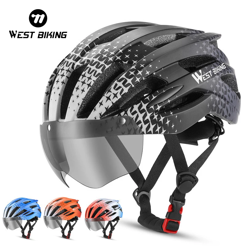 

WEST BIKING Bike Helmet Men Detachable Magnetic Goggles Sun Visor MTB Road Bicycle Helmets Adjustable Adult Cycling Helmets