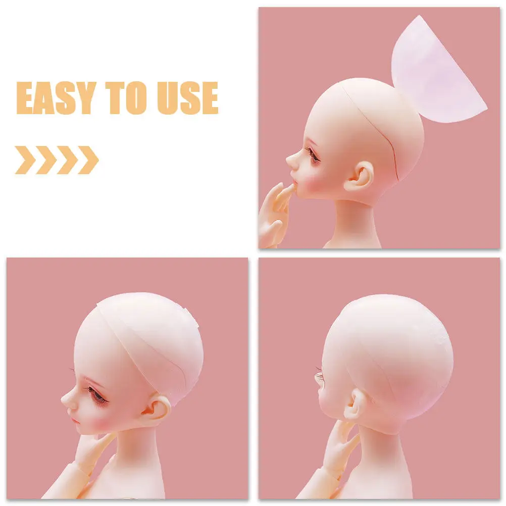 2Pcs Clear Silicone Cap for Bjd Anti-Slip Hair Cover Head Protector Collectors Accessory Head Protection Cover