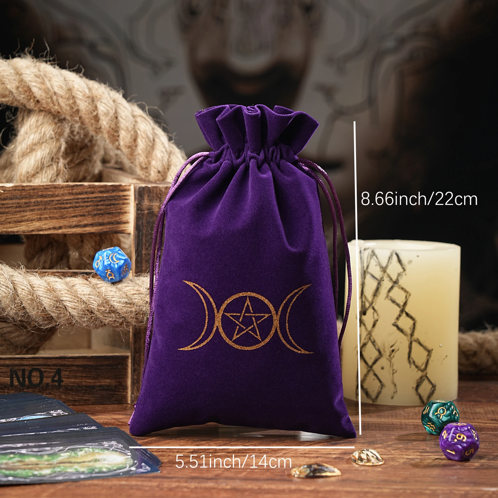 حقيبة تخزين التاروت المخملية على شكل قمر ، حجم كبير ، كيس مجوهرات ، سفر ، هدايا مستحضرات تجميل ، حقيبة يد ، عملة معدنية ، حقيبة ندر ، 14x22 ، 1 #5