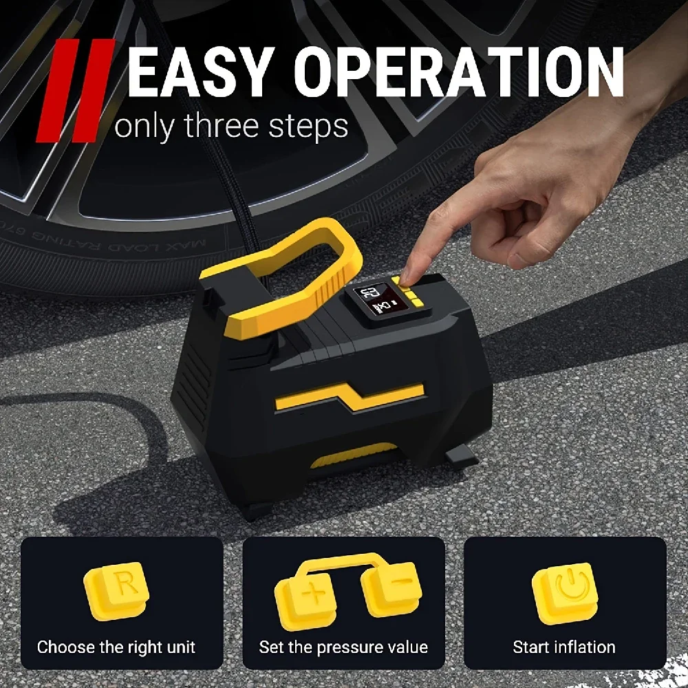 Portable Air Compressor AC/DC 2-in-1 Tire Inflator 110V-230V Air Pump For Car Tires W/Auto Shut-Off for Car Motorcycle Bicycle