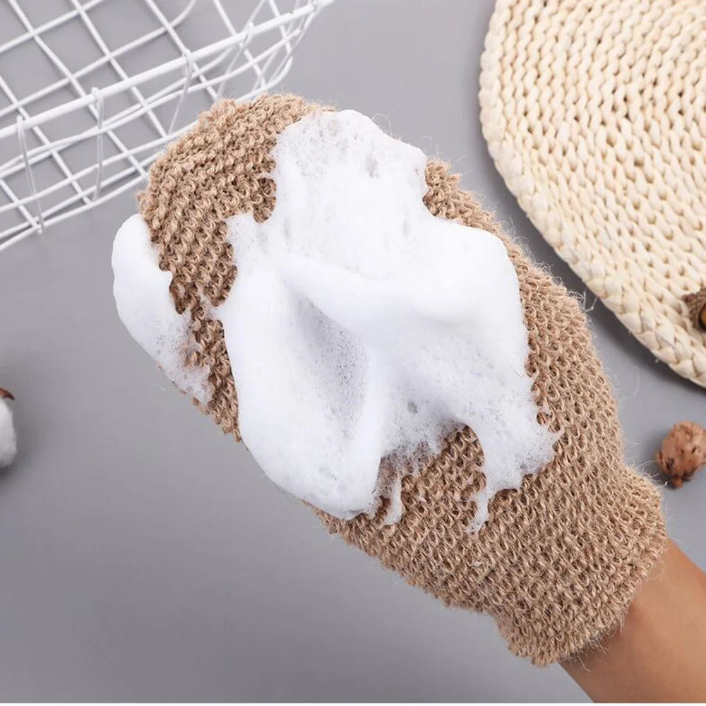 100pcs Ramie Jute Bath Glove Body Scrub Gloves Bath Shower Sauna Scrubber Gloves Guante De Bano De Ramio Yute