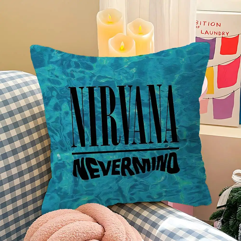 Band Hot N-Nirvanas Pillow Cushion Cover Pillowcase Living Room Sofa Home Decor Customized view 5