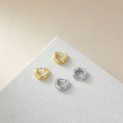 925 Sterling Silver Vintage Gold Round Earrings For Women Trendy Earring Jewelry Prevent Allergy Party Accessories Gift