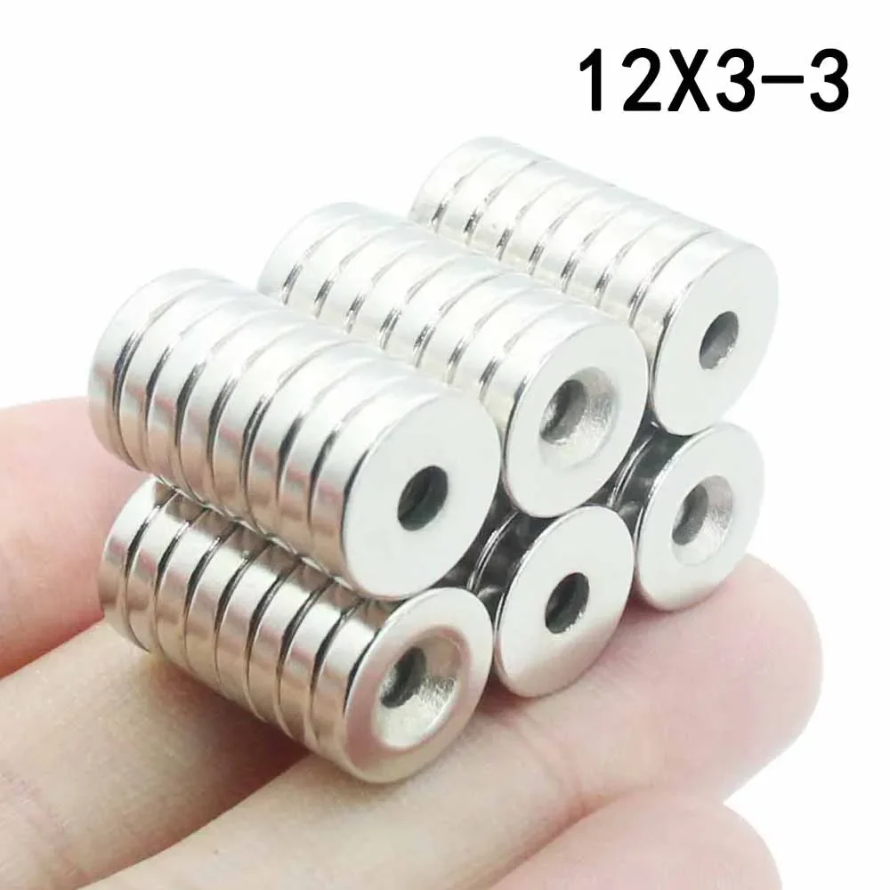 5/10/15/20/25Pcs 12x3-3 Neodymium Magnet 12mm x 3mm Hole 3mm N35 NdFeB Round Super Powerful Strong Permanent Magnetic imanes