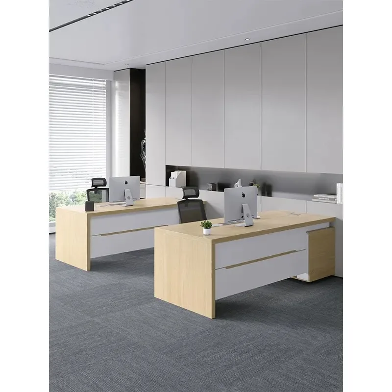 Modern Double Face to Face Computer Desk Simple Financial Supervisor Manager Office Desk and Chair Combination