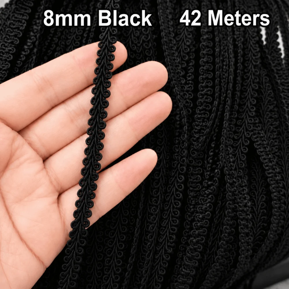 42M Length 8mm Width Herringbone Lace Trim Centipede Design Gold Silver Tone Flat Weave Ribbon Flat Weave Herringbone Grain