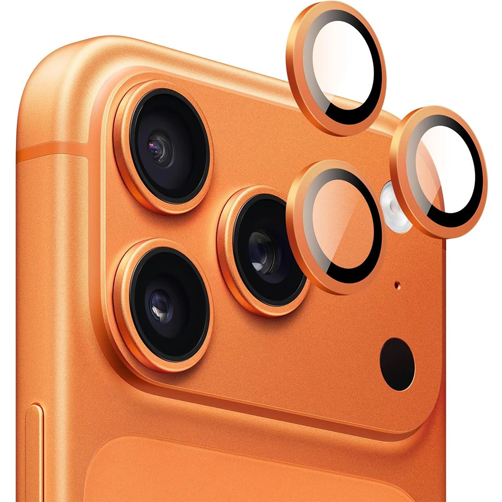 Cosmic Orange Metallglas-Kameraobjektivschutz für iPhone 17 Pro Max Air 16 Plus 15 14 13 Mini-Telefonschutzzubehör