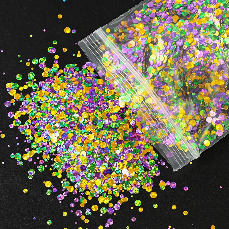 50g smíšené kolo dráp umění glittery flitry 3D vločky sparkly barvicí prostředek DIY krém na boty manikúra dekorace paillette okouzluje PD-S2022