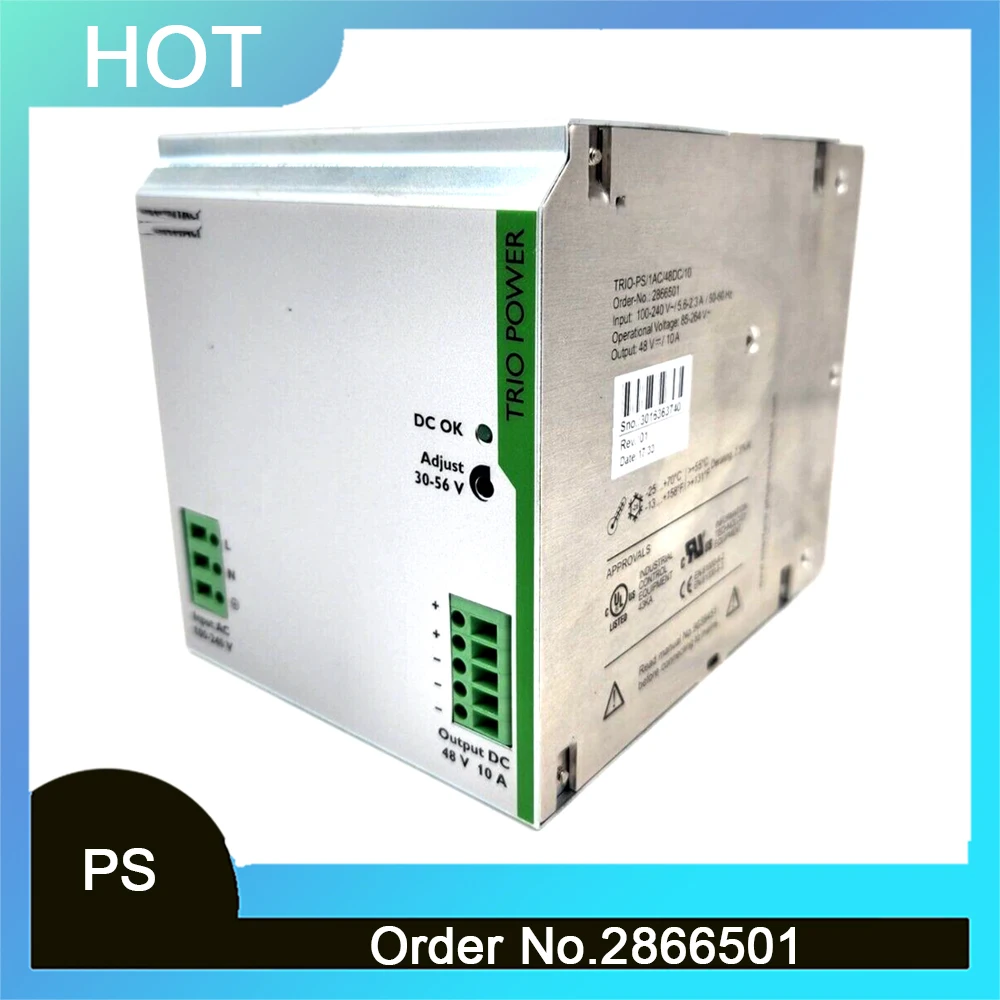 

1PCS For Phoenix TRIO POWER Power Supply Output 48VDC/10A 2866501 TRIO-PS/1AC/48DC/10