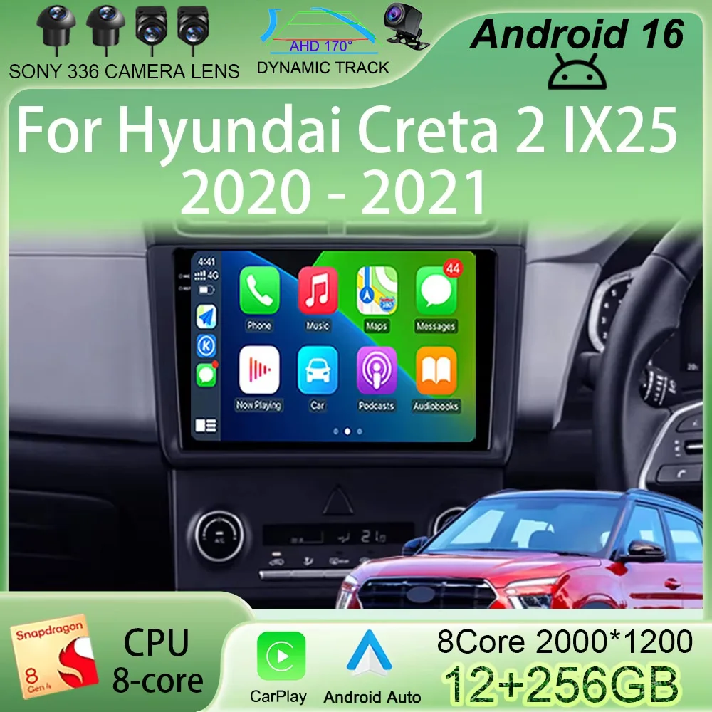 

Автомагнитола Android 16 Carplay для Hyundai Creta 2 IX25 2020 2021, мультимедийный видеоплеер, навигация GPS, стерео-головное устройство, без 2DIN