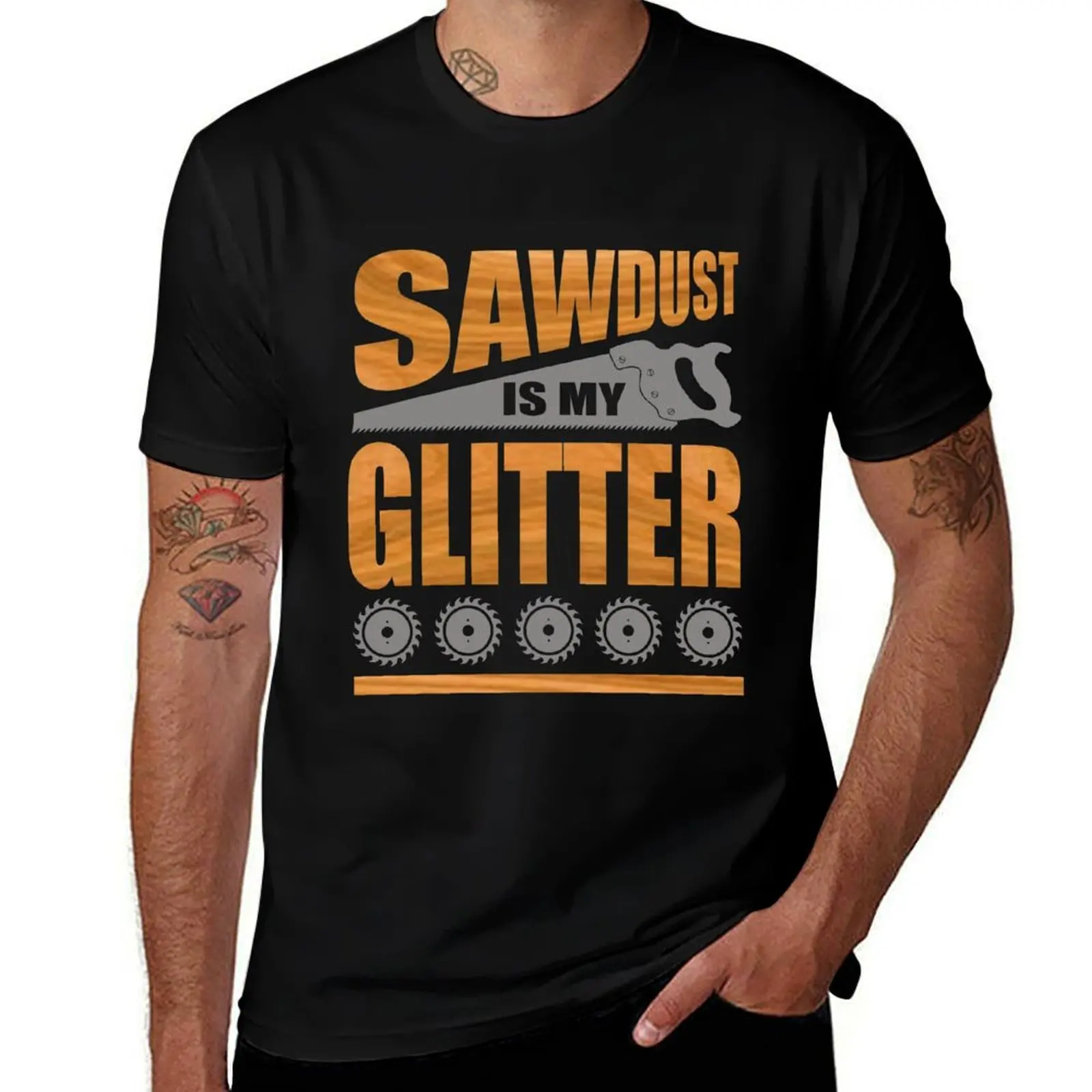 Sawdust Is My Glitter A Shirt For Carpenters and Woodworkers T-Shirt Simple Line Art Print Tee