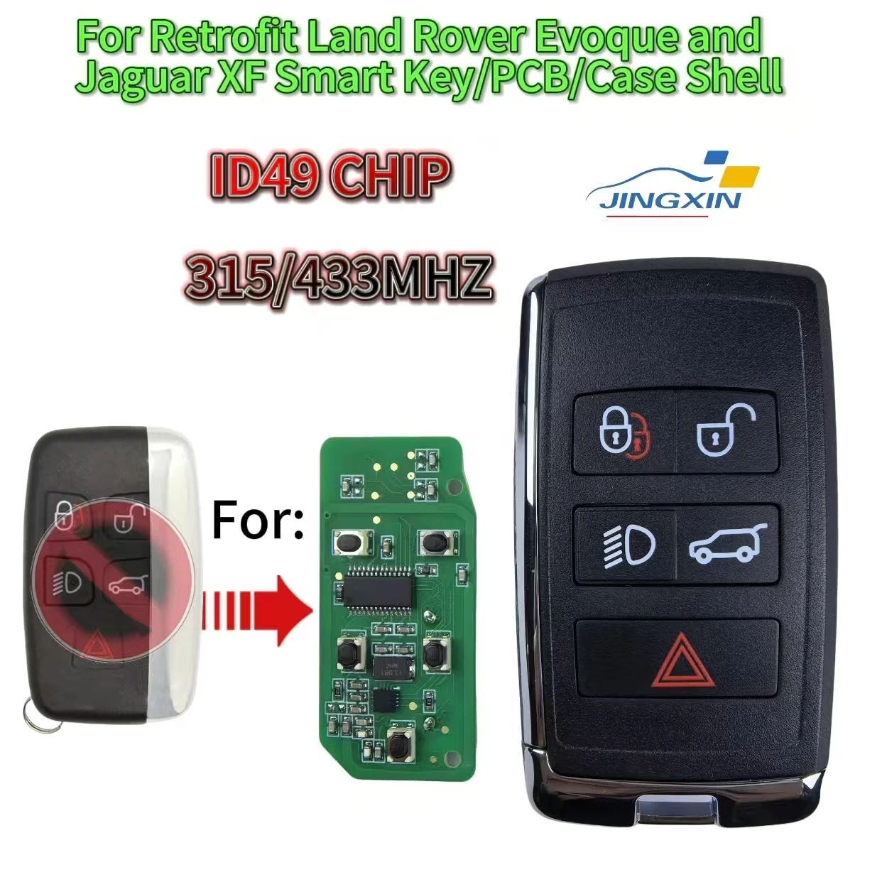 

Jingxin ID49 Chip 315/433MHz KOBJTF10A Smart Car Key/PCB For Land Rover Range Rover Sport Evoque Discovery 4 Freelander Jaguar