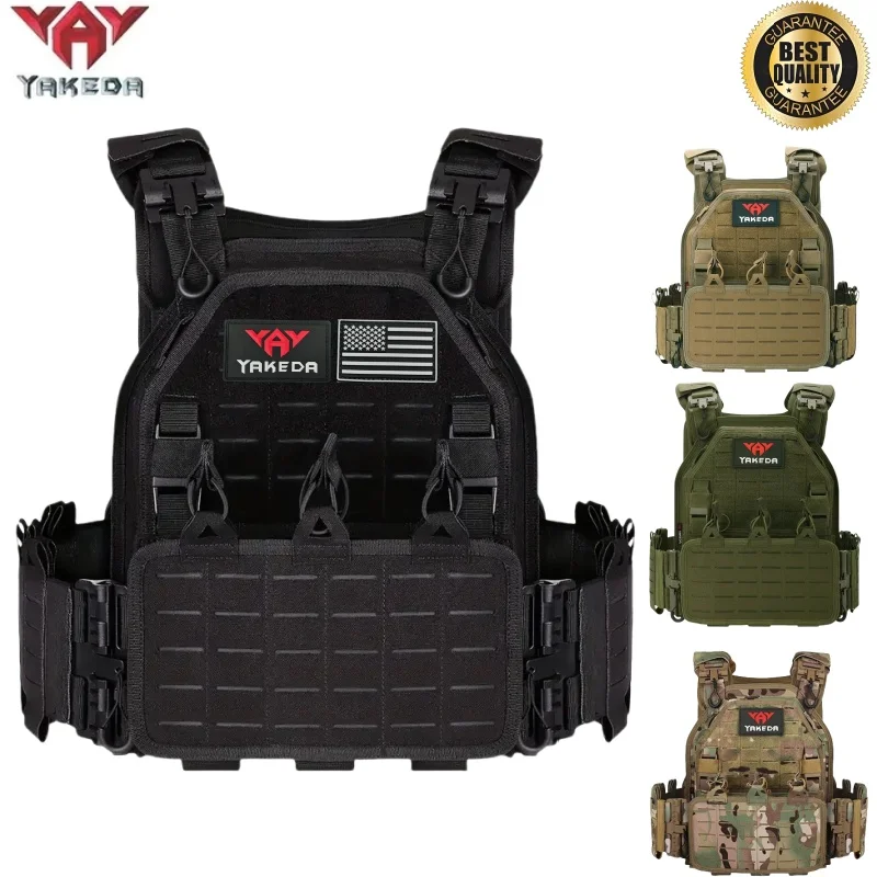 

YAKEDA Tactical Vest 6094 Fast detachable light laser cut outdoor hunting black gear carry vest of high quality