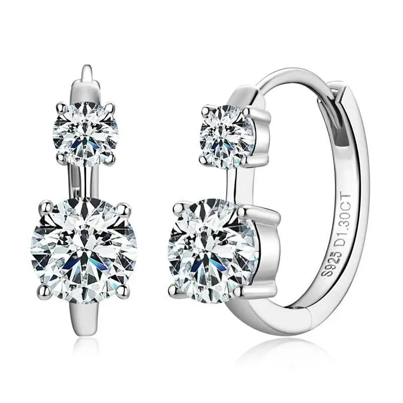 JoiasHome Moissanit-Creolen mit Zertifikat, 4 mm und 6,5 mm, D-Farbe, 925er Sterlingsilber, modische Damen-Ohrringe – Detail 12