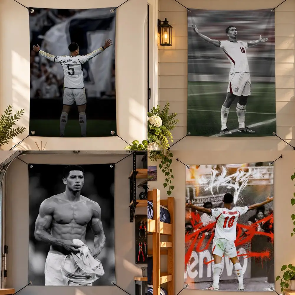 Football J-Jude Bellingham Flags Vertical Fabric Wall Decor for Bedroom Dorm Gaming Room Garage Patio Unique Gift Idea