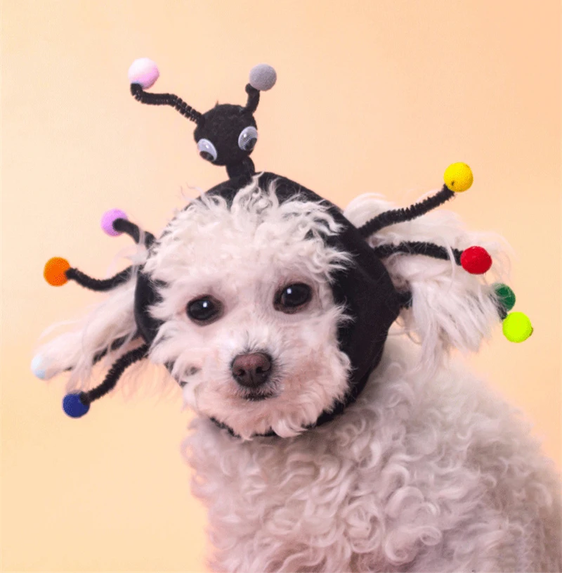 

Multi Antenna Pet Dog Hat Ant Shaped Head Wear Cosplay Funny Halloween Cat Accessories Monster Insect Soft Winter Cap for Dogs