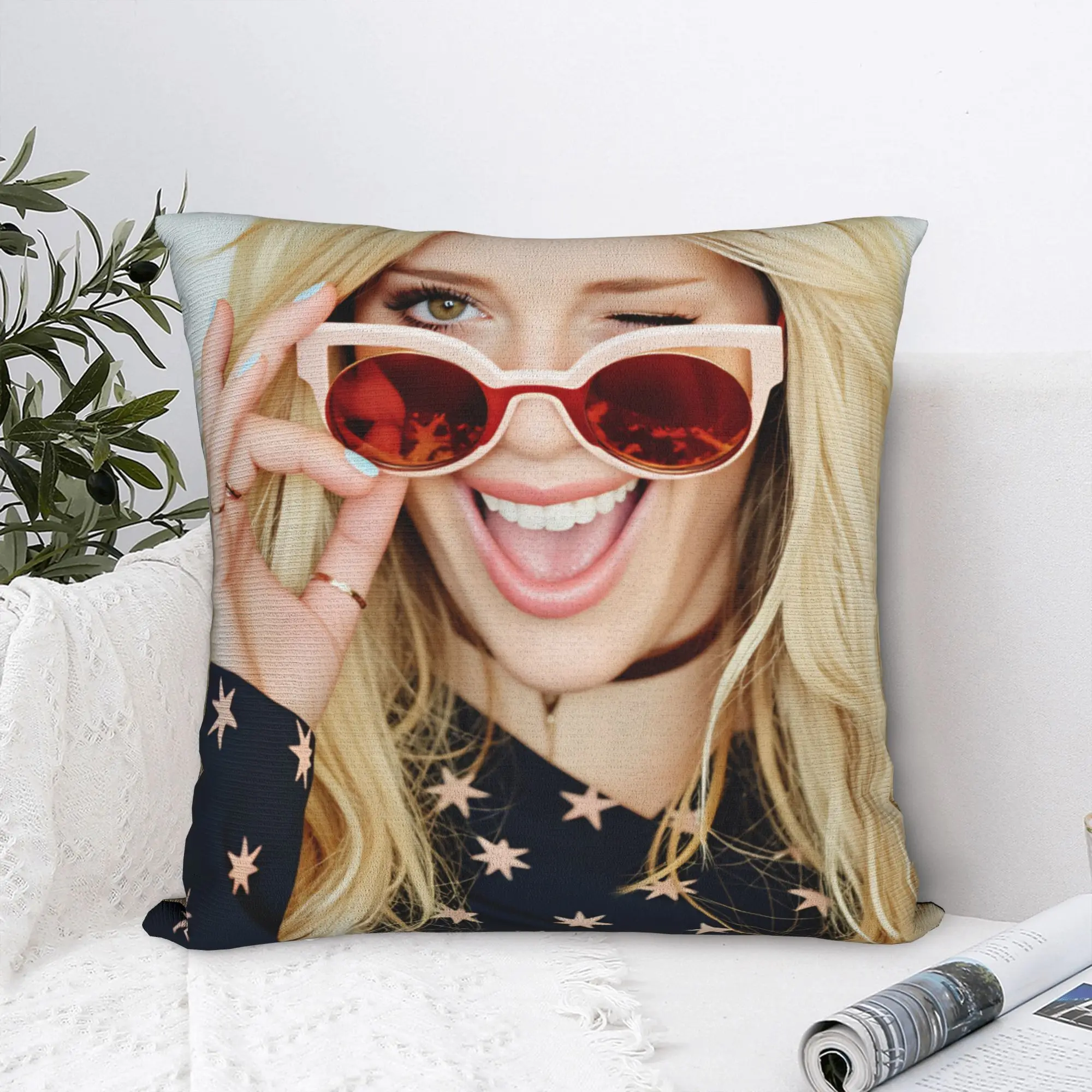 Hilary Duffs  Pillow Cover  Square Pillow Case Cushion Cover Funny Design Pillowcases For Sofa Home Decoration
