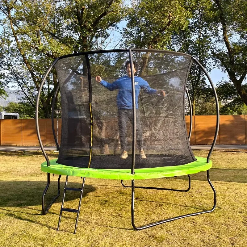 

Entertainment Outdoor Trampoline with W Shape Leg Exercise Sturdy Frame Sports Playing Trampoline With Enclosure Net