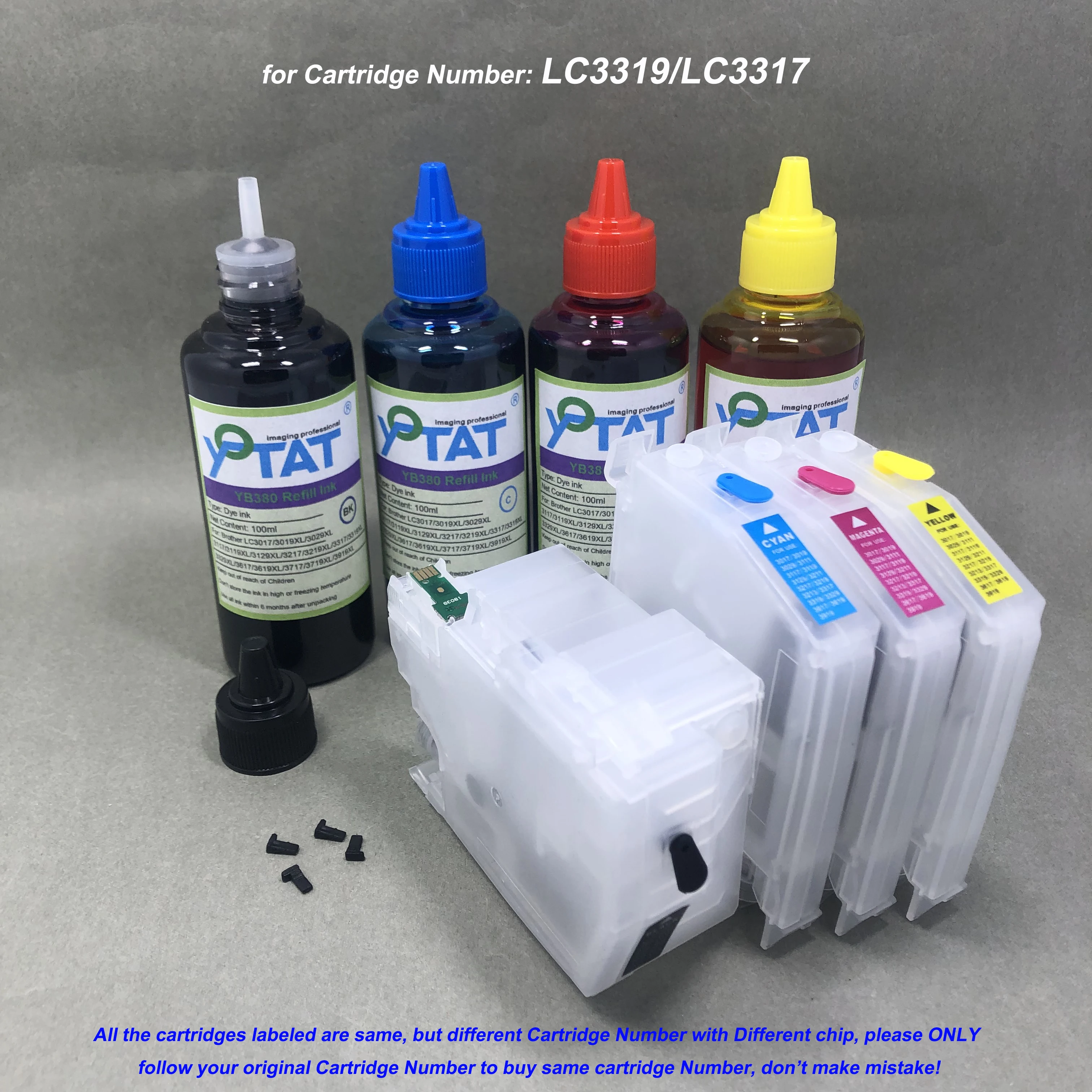 LC3319 LC3317 Empty Refillable Ink Cartridge 400ml Dye Ink for MFC-J5330DW MFC-J5335DW MFC-J5730DW MFC-J5930DW MFC-J6530DW