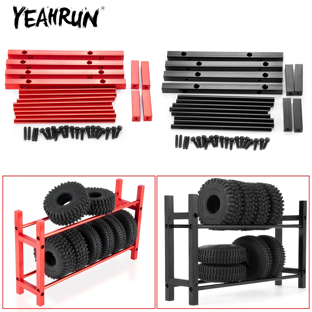 YEAHRUN Aluminum Alloy Wheel Tires Shelf Tyre Rack for TRX-4M Bronco Defender 1/18 Axial SCX24 1/24 RC Car Truck Model Parts