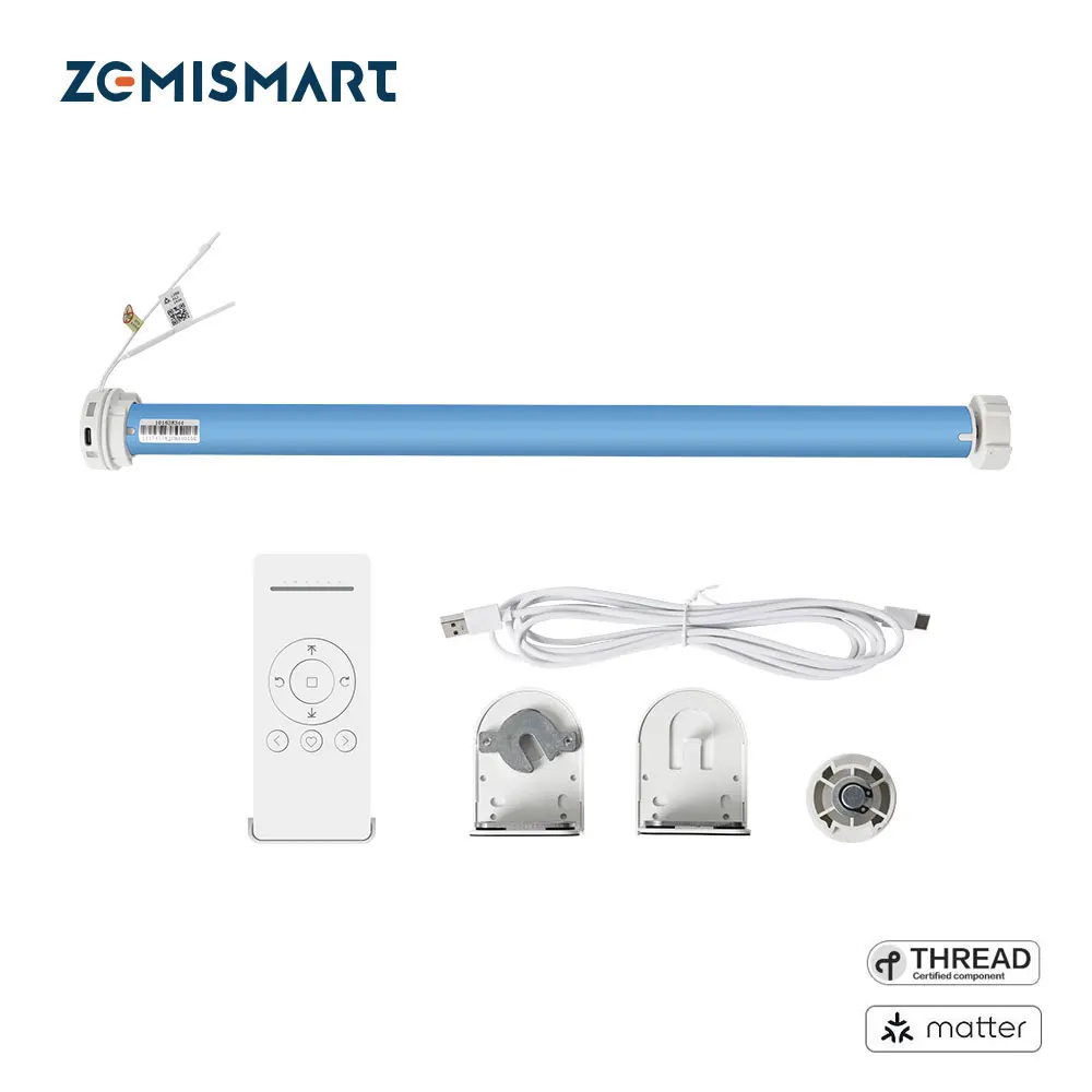 Zemismart Matter Thread Smart Rolgordijnen Motor Ingebouwde batterij voor 37 38 mm buis Alexa Google Home Smartthings Homekit