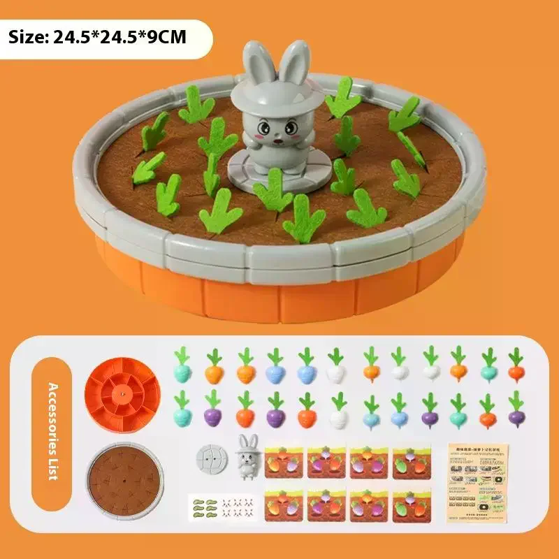 1 مجموعة مونتيسوري طفل رضيع سحب الفجل اللعب الذاكرة فرز المهارات الحركية الدقيقة التعليم متعة الجزرة حصاد مكتب لعبة #2