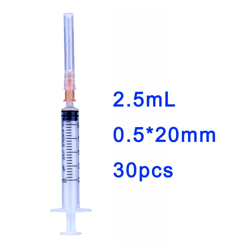 2ml Disposable Plastic Industry Syringe with Needles 2.5ml 3ml sterile Injector , 30pcs