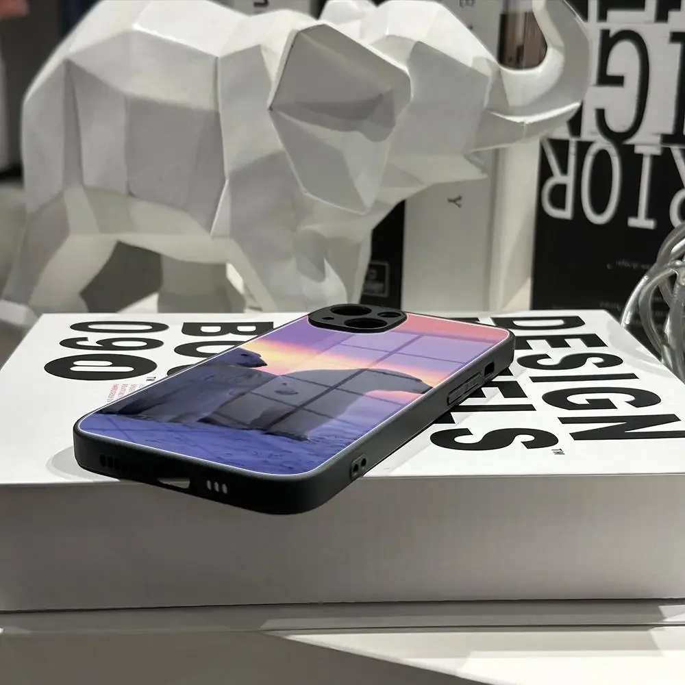 Polar bear Phone Case Tempered Glass For IPhone 16 15 Pro Max 14 13 12 Mini Plus Samsung S24 S23 Ultra phone case