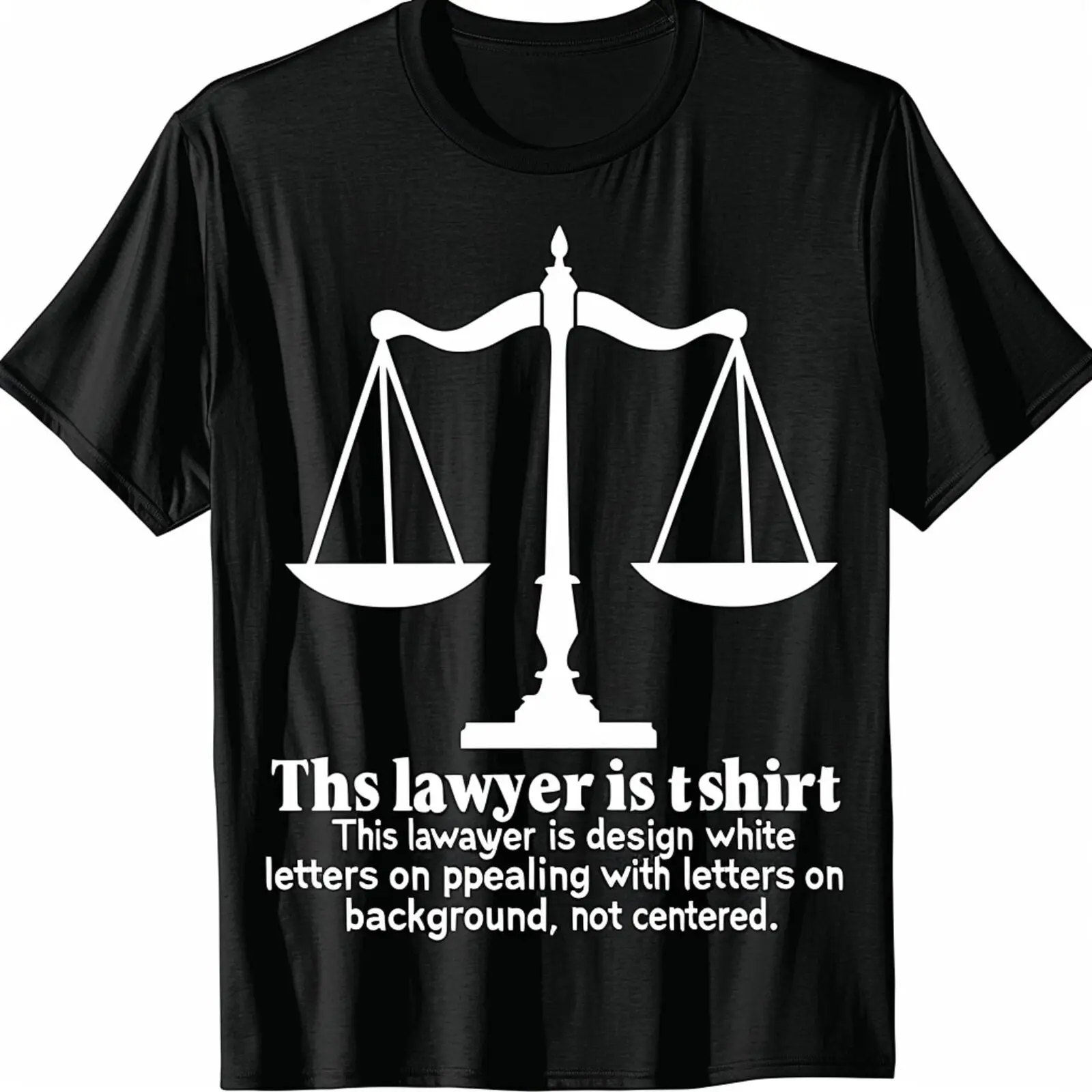 Unique Appeal: LawyerThemed Black TShirt with OffCentered White Lettering