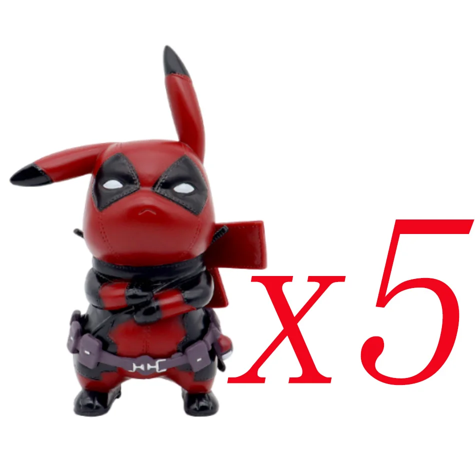 12 cm Kawaii Pikachu COS Deadpool Anime Charakter Q Version Cartoon Animation Spiel Zeit Charakter Desktop Auto Dekoration Monster