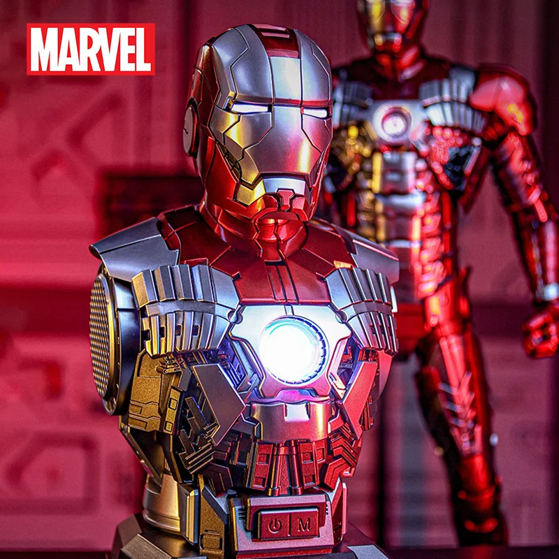 New Genuine Iron Man M5 Bluetooth Speaker Chest Decompression Marvel Figure Model Collection Cool Toys Room Decoration Xmas Gift