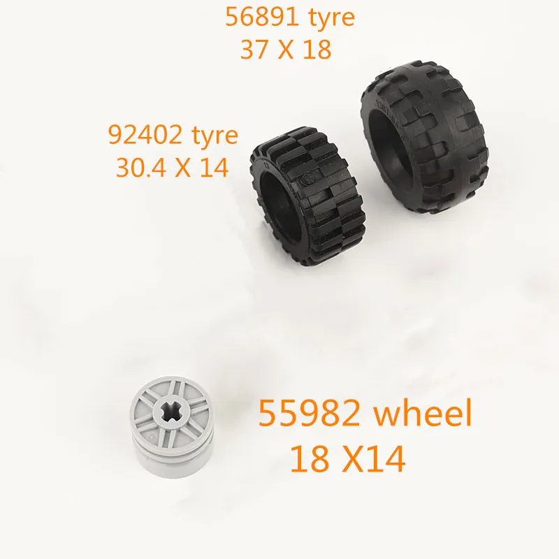 Buildings Blocks 55982 Wheel 18mm D. x 14mm with Axle Hole For 92402 56891 Tire 30.4 x 14 Offset Tread High-Tech MOC Set