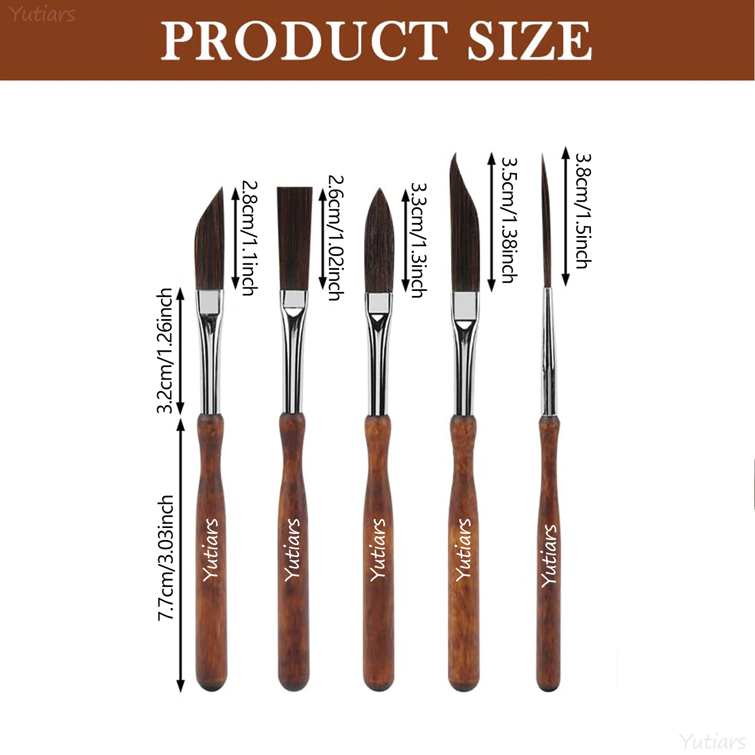 Yutiars 5Pcs High Detail Pinstriping Brushes Portable Premium Watercolor Oil Painting Brushes for Art DIY Hand-painted