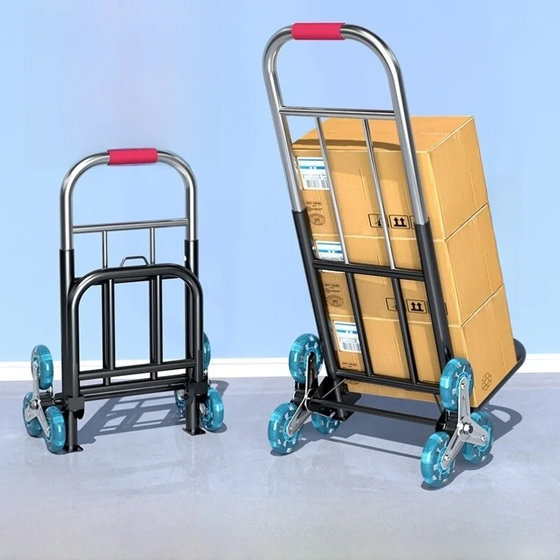 折りたたみ式手引きショッピングカート-カーボンスチール製-野菜運搬車-小型プルカート-伸縮ハンドル-登坂用ホイール-家庭用