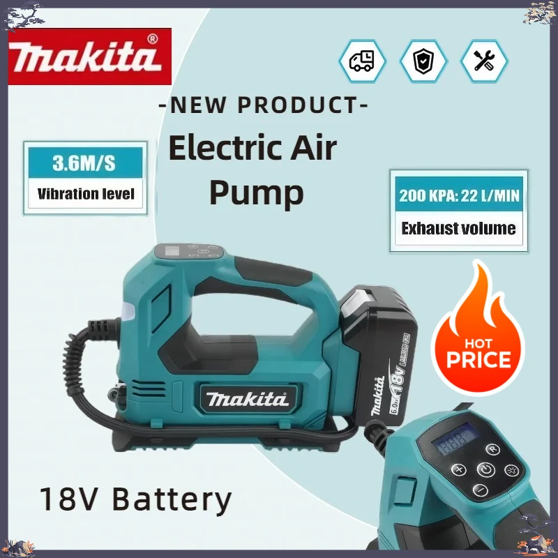 

Беспроводной воздушный насос Makita с бесщеточным двигателем: портативный насос для шин с цифровым дисплеем для автомобилей и мотоциклов, 18В