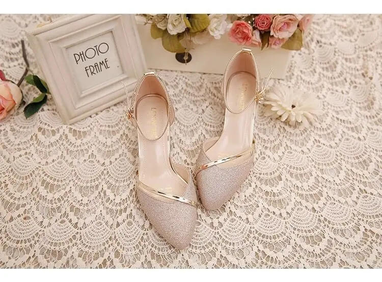 Mode Frühjahr und Sommer Schwarze Schuhe mit hohen Absätzen Damen Hochwertige Silber Hochzeit Schuhe mit hohen Absätzen Damen Gold Party Pump – Detail 15