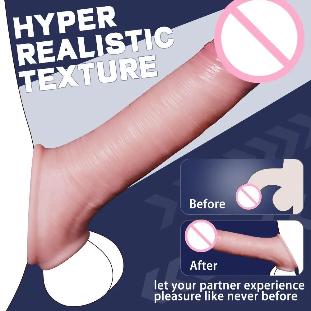 

Realistic Silicone Penis Sleeve With Ring - Reusable Cock Extension For Men, Enhances Size & Performance, 2 Styles Available Pen