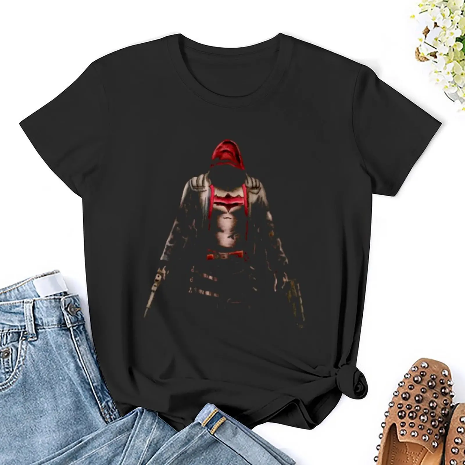 Camiseta engraçada capuz vermelho feminino, plus size tops, sexy