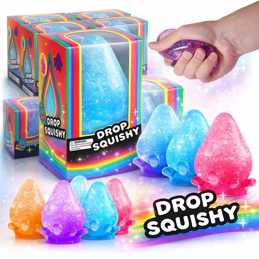 

4pcs Adult Desktop Stress Relief Squeeze Balls, Water Drop Sensory Decor, Soft & Bouncy, Office Desk Accessories